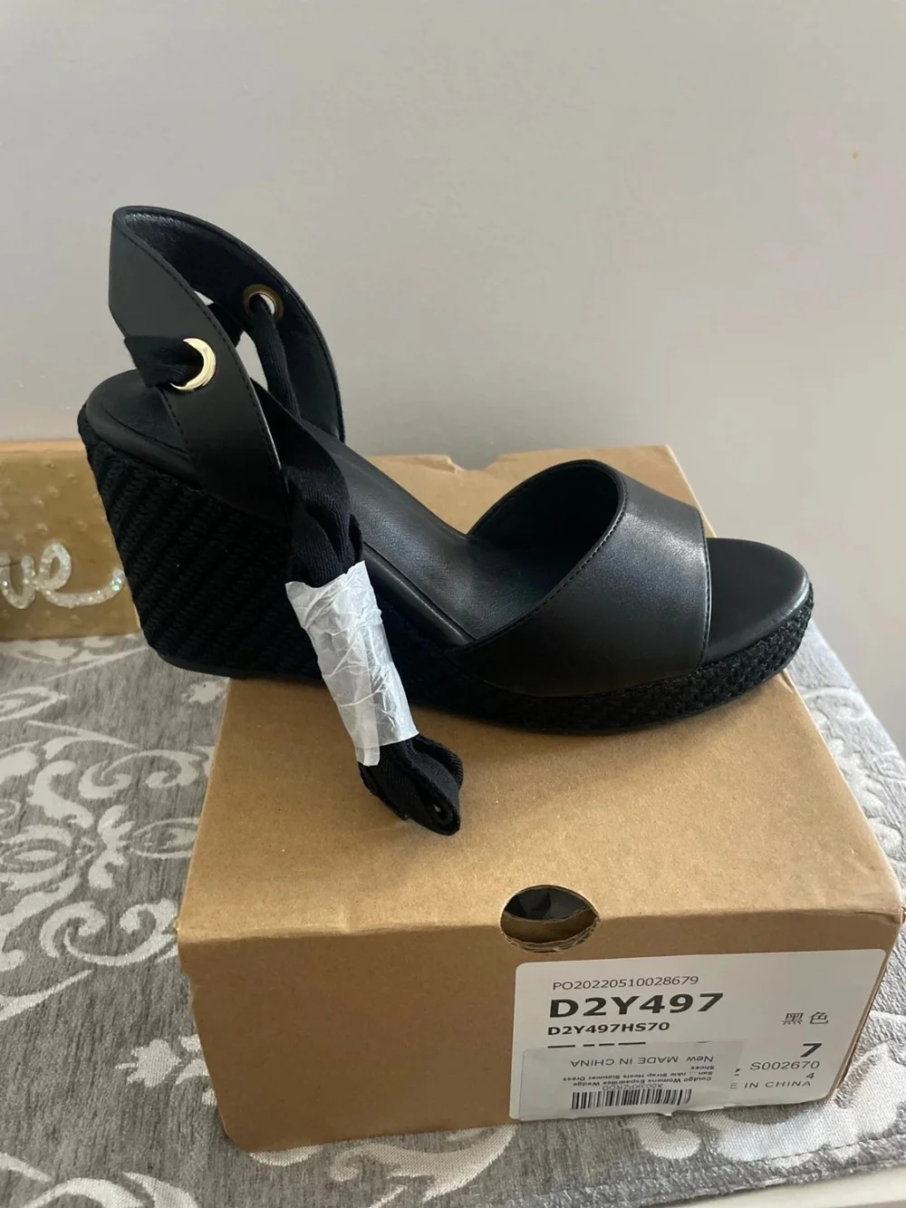 Women's Black Espadrilles   Sandal with Ankle Wrap
